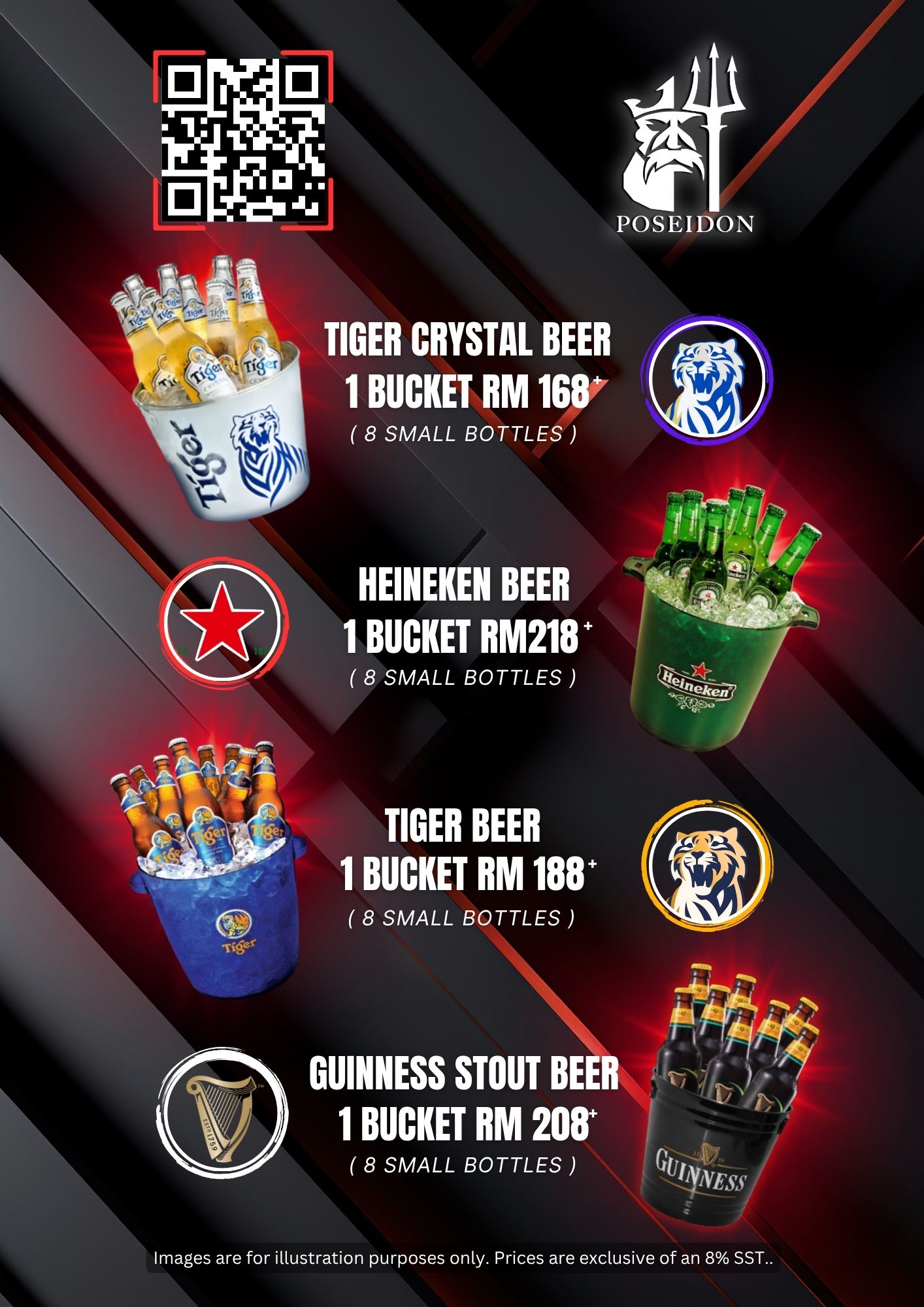 POSEIDON Club Beverage Menu - Beer and Drinks Selection